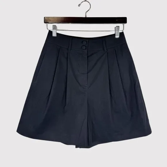 NWT Rebecca Taylor Women Shorts Black Hi Rise Pleated Lightweight Stretch Size 2